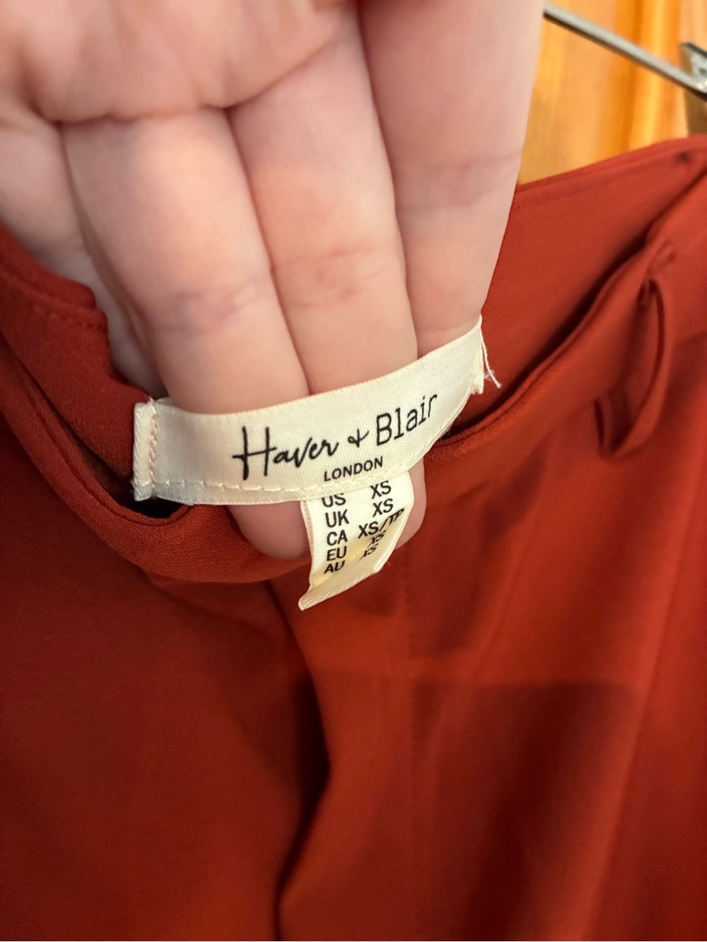 Haver & Blair High-Rise Boot Cut Trousers in Rust Orange - Picture 3 of 3